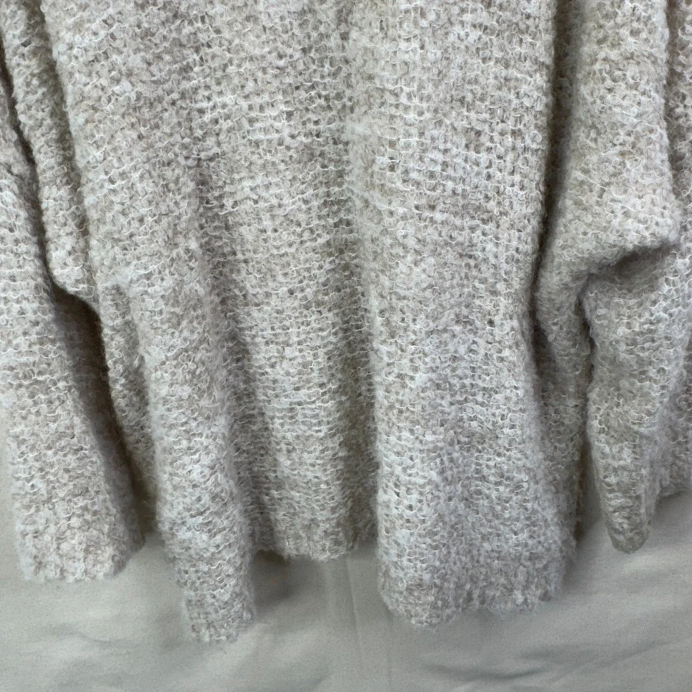 Free‎ People Alpaca Blend Turtleneck Sweater M Beige Oversized Boho Cozy Knit